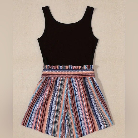 Sold- Geoprint Romper Jumpsuit, shorts - Picture 2 of 2